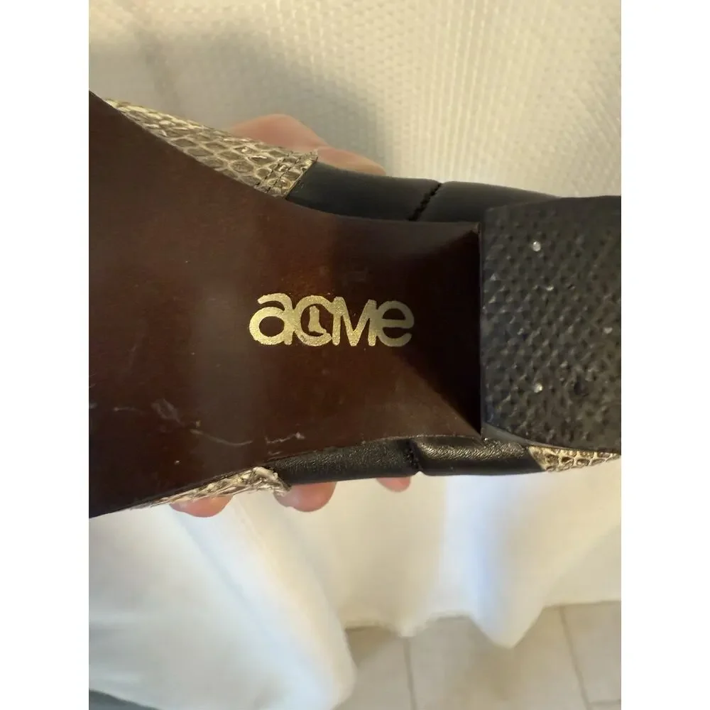 Acme Womens Western Leather Snake‎ Skin Cowgirl Cowboy Boots 0735 9.5 M Black